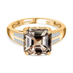 ILIANA 18K Yellow Gold AAAA Turkizite & Diamond Ring 4.24 Ct (4 Ct Asscher Turkizite)
