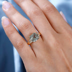 ILIANA 18K Yellow Gold AAAA Turkizite & Diamond Ring 4.24 Ct (4 Ct Asscher Turkizite)