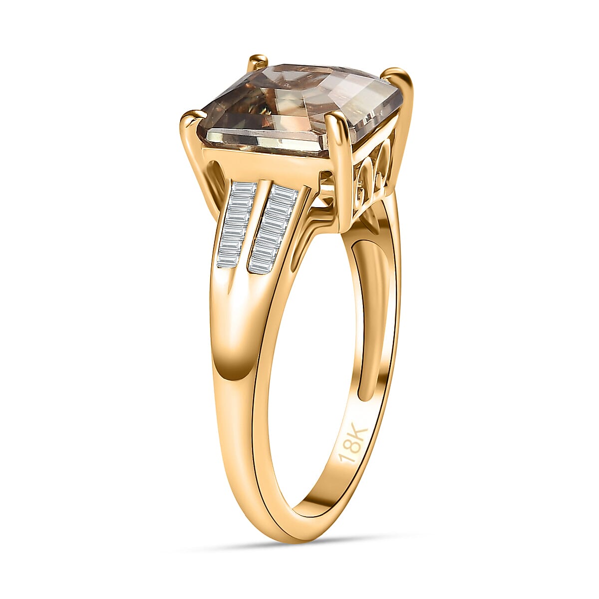 18K Yellow Gold AAA Turkizite, White Diamond G-H Ring, Gold Wt. 3.42 Gms 4.239 Ct. 7743916 3