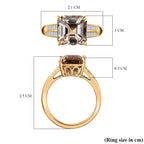 ILIANA 18K Yellow Gold AAAA Turkizite & Diamond Ring 4.24 Ct (4 Ct Asscher Turkizite)