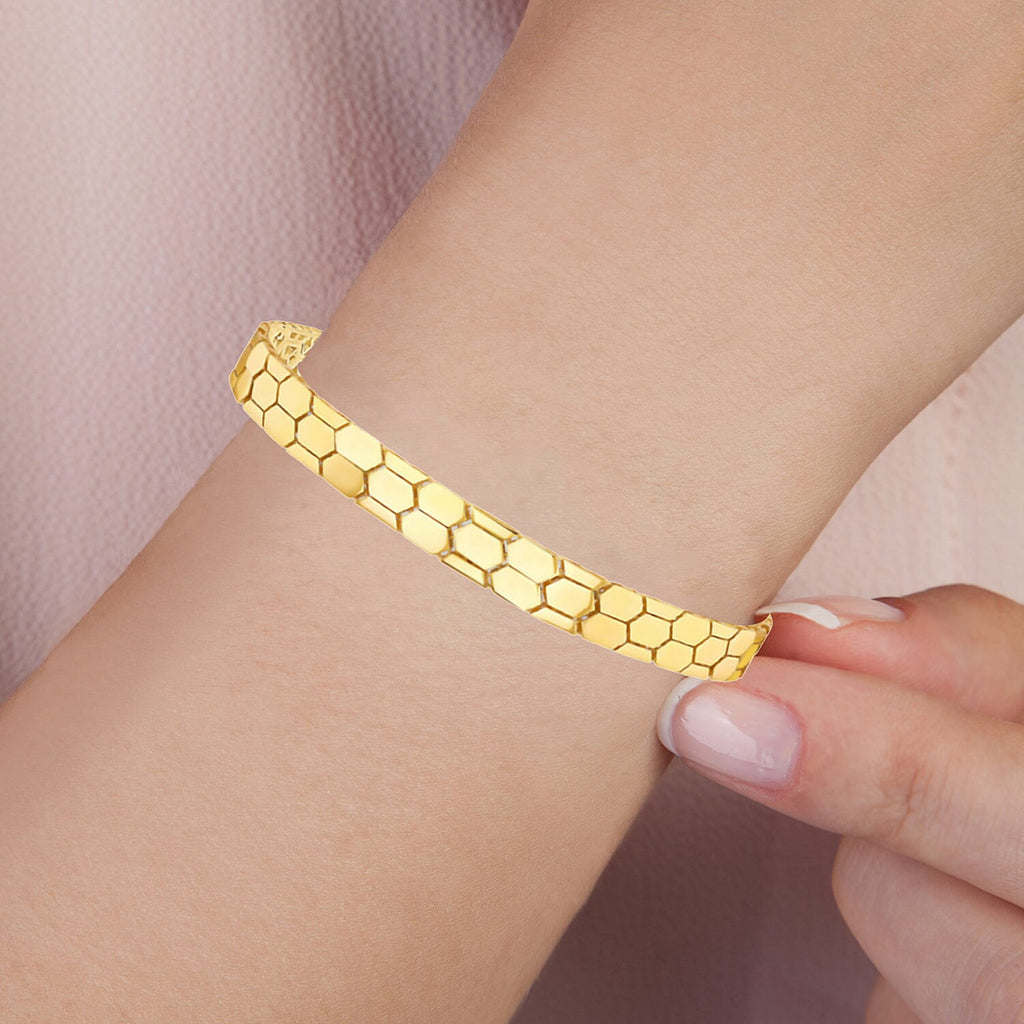 Designer Inspired  - 9K Yellow Gold Honeycomb Bracelet (Size - 7.5), Gold Wt. 7.90  Gms