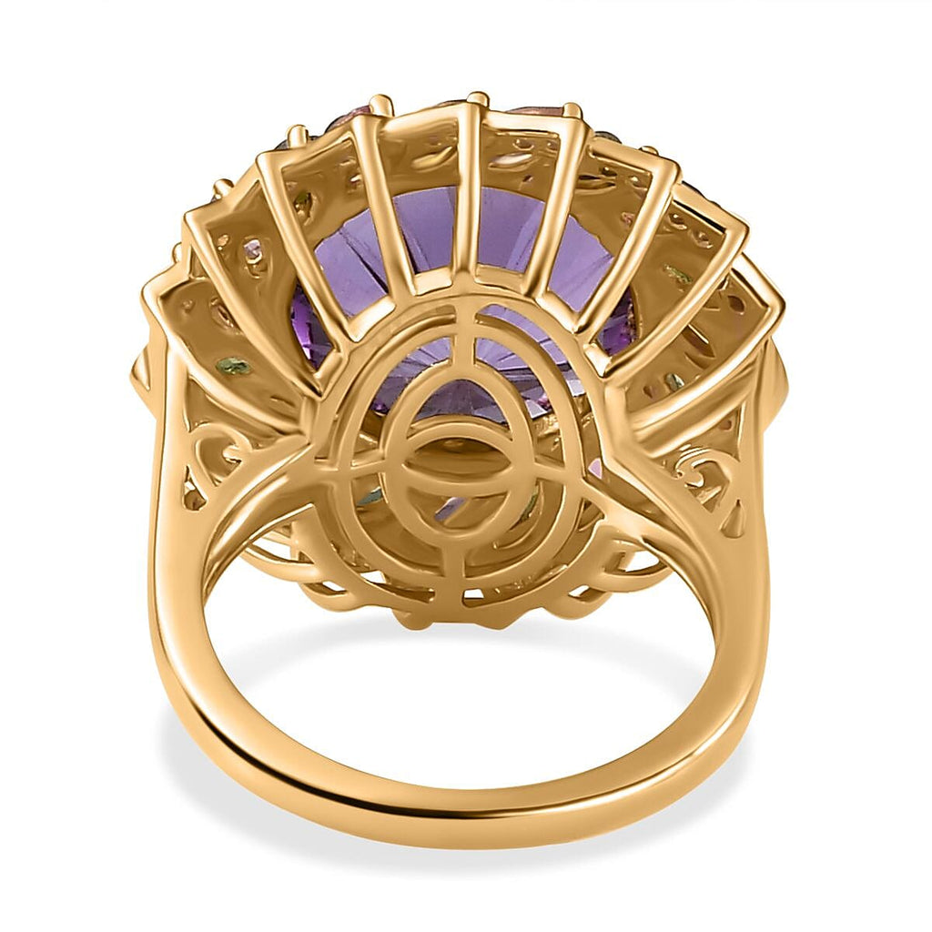 TJC EXCLUSIVE HANABI CUT  -  Amethyst and Multi Tourmaline Ring in 18K Gold Vermeil Sterling Silver 11.25 Ct