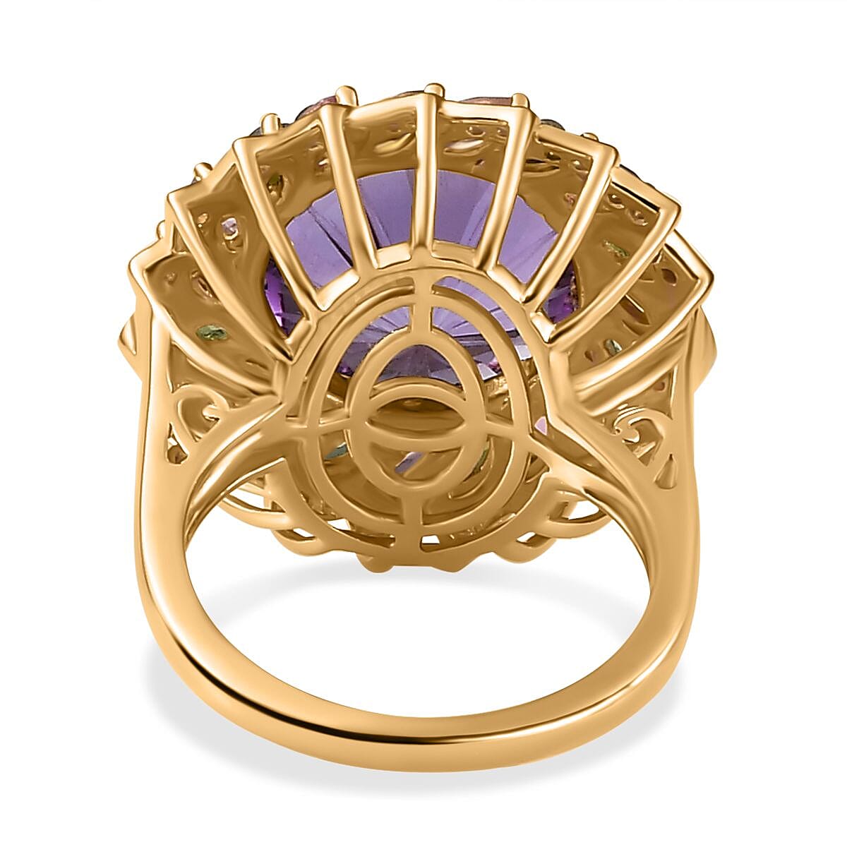 HANABI CUT - Amethyst and Multi Tourmaline Ring in 18K Vermeil Yellow Gold Plated Sterling Silver 11.25 Ct 7745325 4