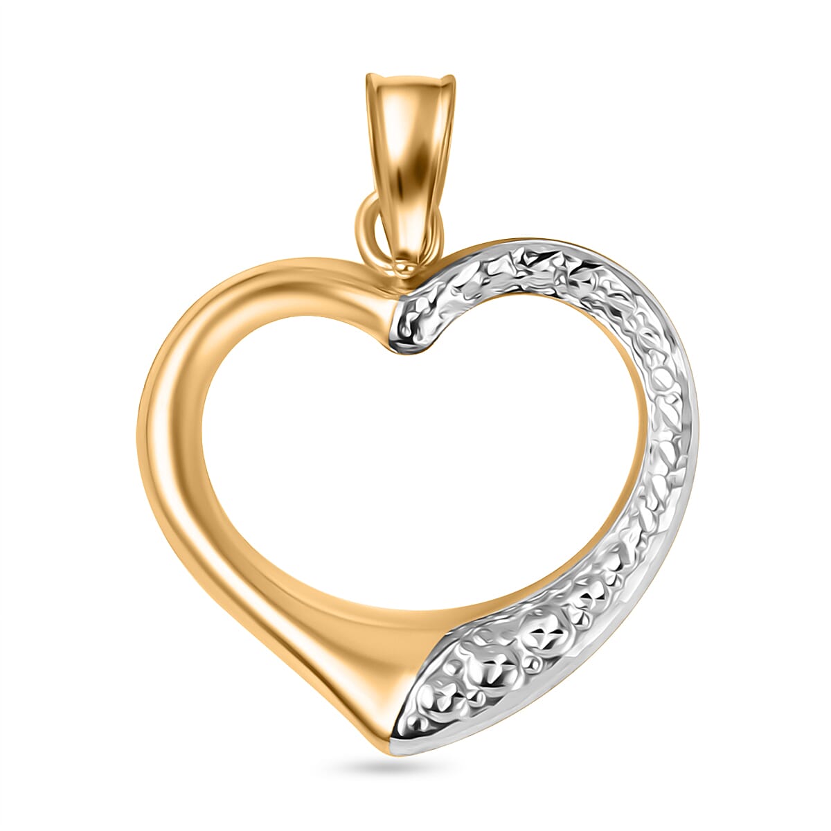 Designer Inspired - 9K Yellow &amp; White Gold Open Heart Pendant 7747574 0