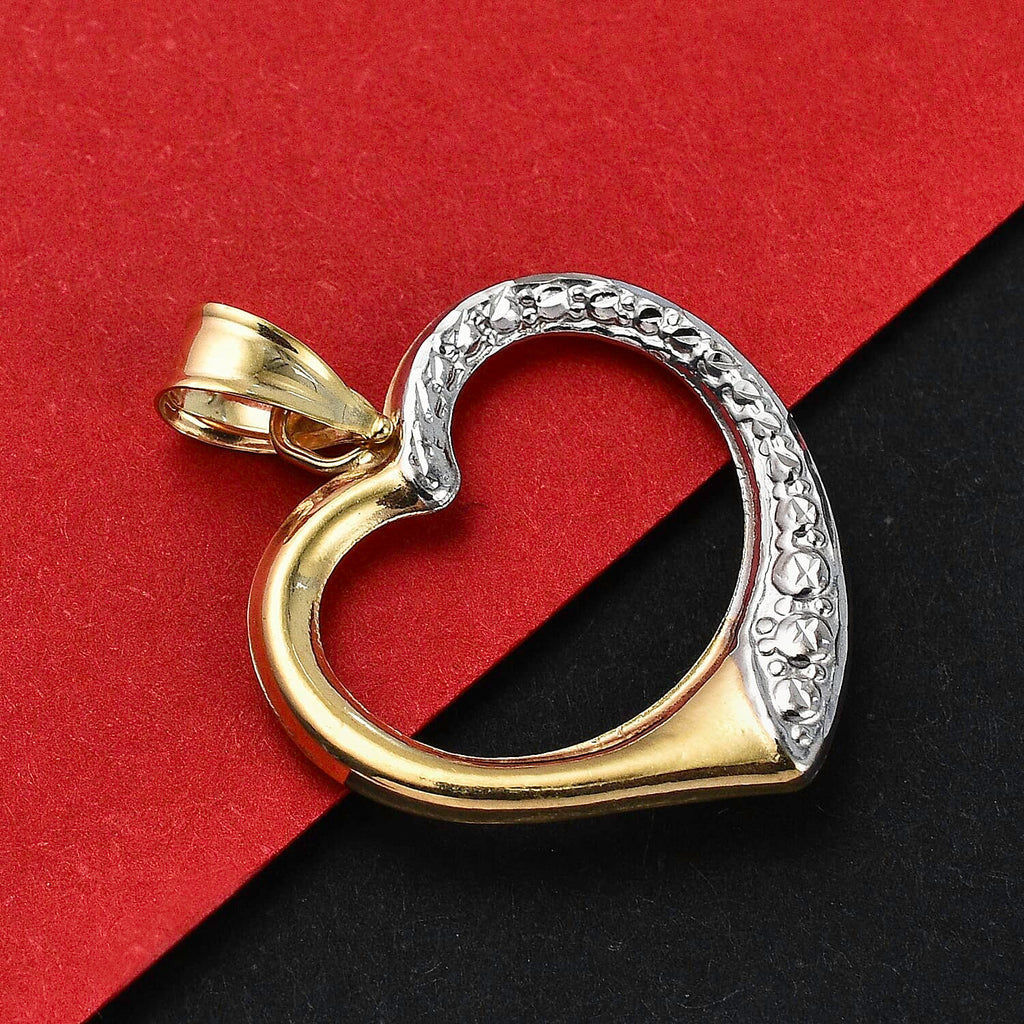 Designer Inspired - 9K Yellow & White Gold Open Heart Pendant
