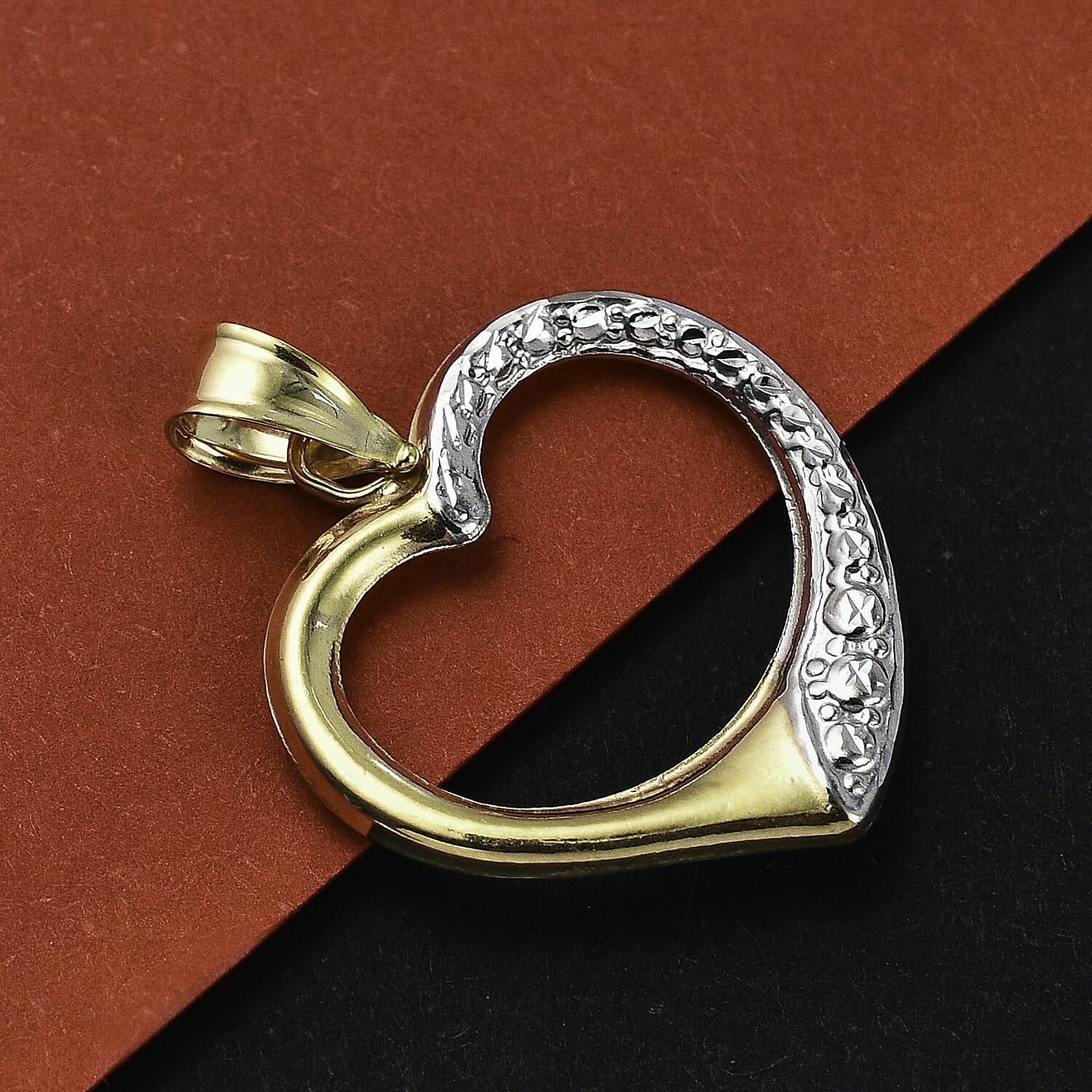 Designer Inspired - 9K Yellow &amp; White Gold Open Heart Pendant 7747574 1