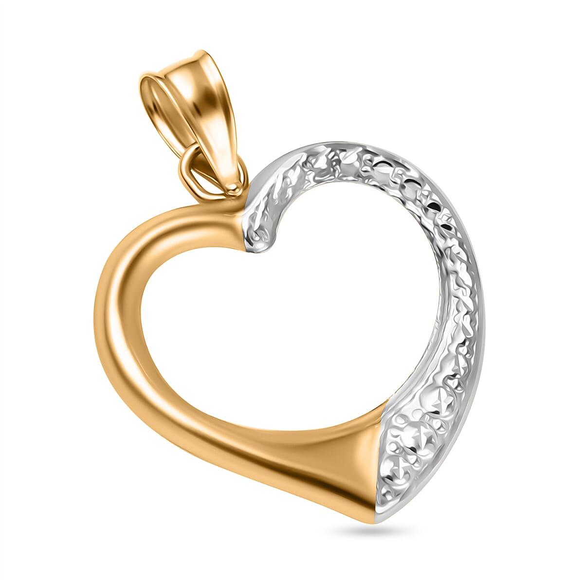 Designer Inspired - 9K Yellow &amp; White Gold Open Heart Pendant 7747574 3