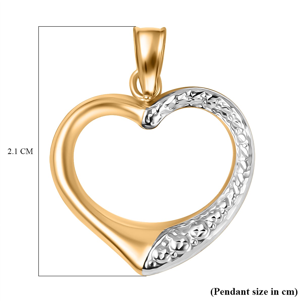 Designer Inspired - 9K Yellow &amp; White Gold Open Heart Pendant 7747574 4