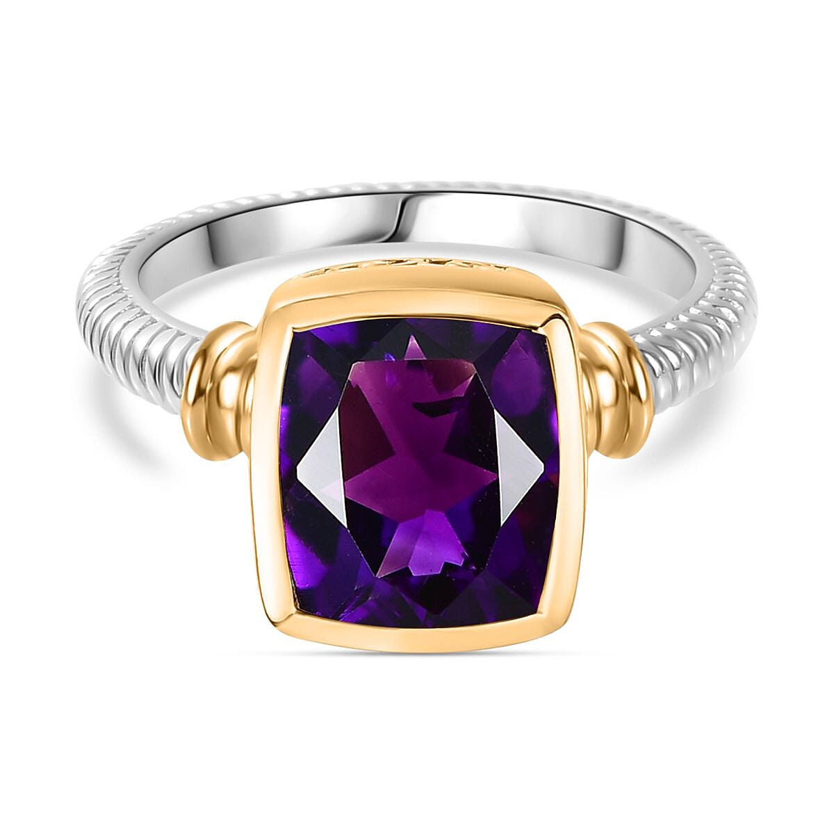2.9 Ct. Moroccan Amethyst Solitaire Ring in 18K Yellow Gold Vermeil and Platinum Plated Sterling Silver 7748877 0