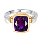 Moroccan Amethyst Solitaire Ring in 18K Yellow Gold Vermeil & Platinum Plated Sterling Silver 2.95 Ct.