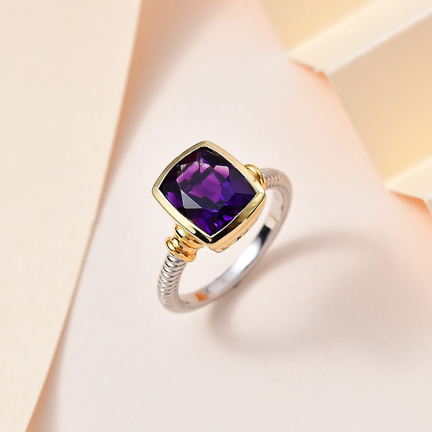2.9 Ct. Moroccan Amethyst Solitaire Ring in 18K Yellow Gold Vermeil and Platinum Plated Sterling Silver 7748877 1