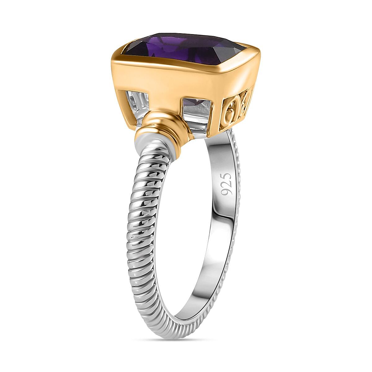 2.9 Ct. Moroccan Amethyst Solitaire Ring in 18K Yellow Gold Vermeil and Platinum Plated Sterling Silver 7748877 3
