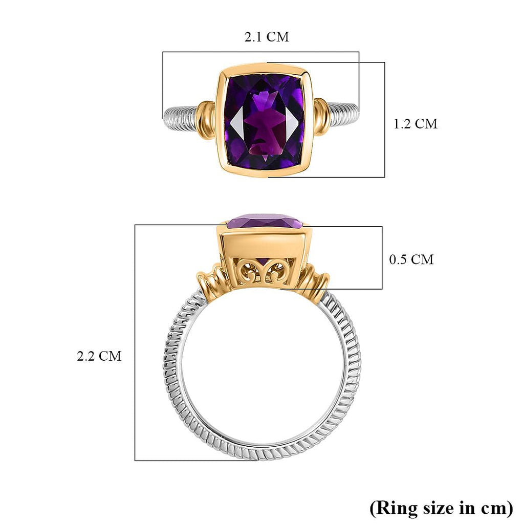 Moroccan Amethyst Solitaire Ring in 18K Yellow Gold Vermeil & Platinum Plated Sterling Silver 2.95 Ct.