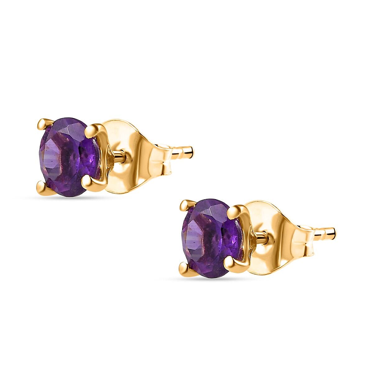 Moroccan Amethyst Solitaire Stud Earrings in 18K Yellow Gold Vermeil Plated Sterling Silver 1.43 Ct. 7749159 3