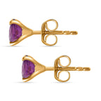 Moroccan Amethyst Solitaire Stud Earrings in 18K Yellow Gold Vermeil Plated Sterling Silver 1.43 Ct.