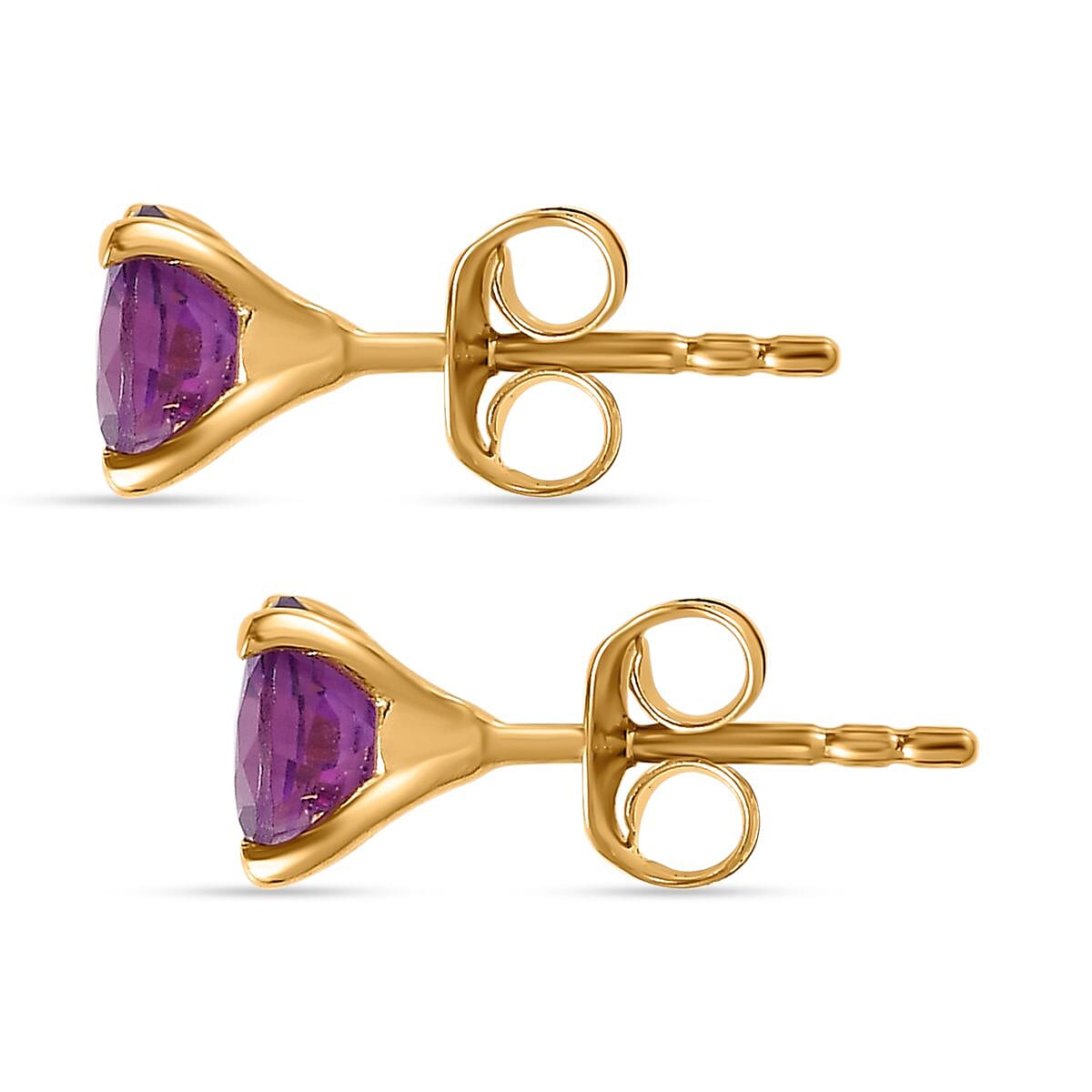 Moroccan Amethyst Solitaire Stud Earrings in 18K Yellow Gold Vermeil Plated Sterling Silver 1.43 Ct. 7749159 4
