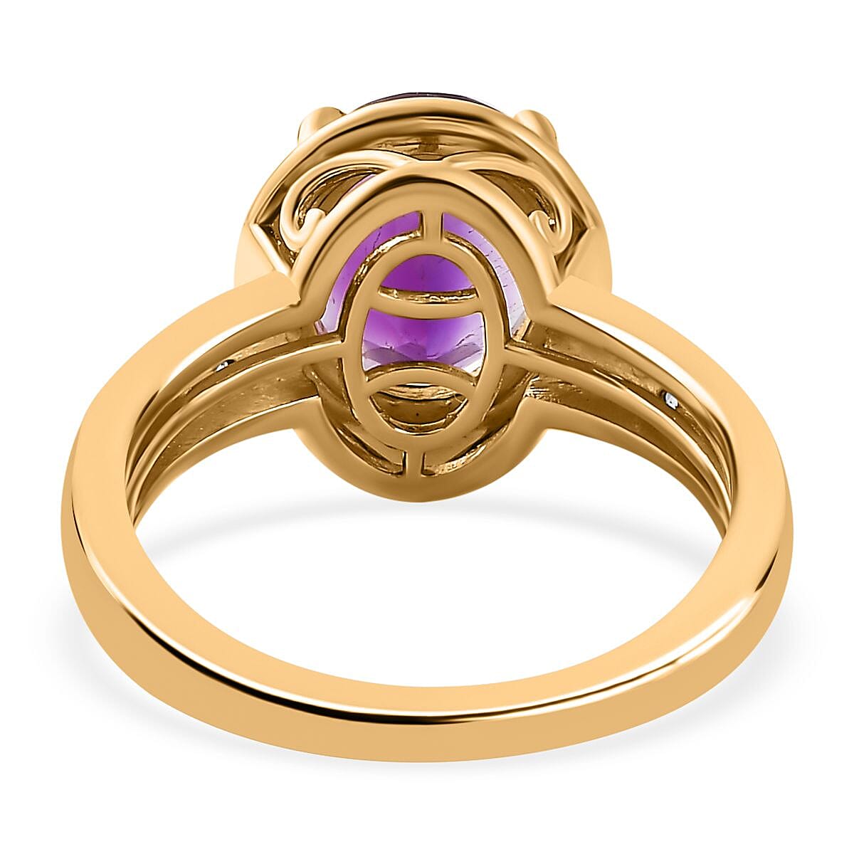 Moroccan Amethyst &amp; Natural Zircon Ring in 18K Yellow Gold Vermeil Plated Sterling Silver 2.50 Ct. 7749616 4