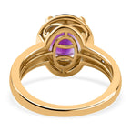 Moroccan Amethyst & Natural Zircon Ring in 18K Yellow Gold Vermeil Plated Sterling Silver 2.50 Ct.