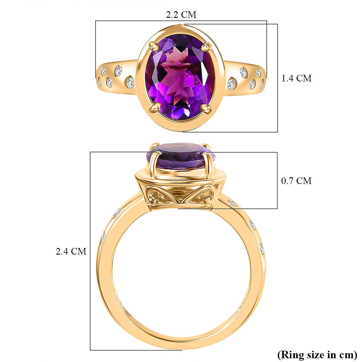 Moroccan Amethyst &amp; Natural Zircon Ring in 18K Yellow Gold Vermeil Plated Sterling Silver 2.50 Ct. 7749616 5