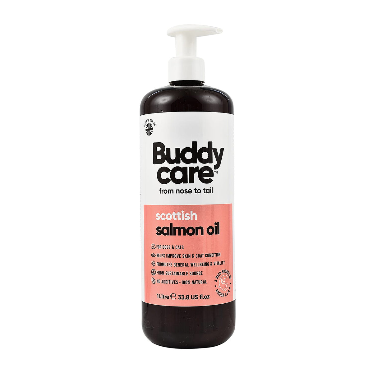 Buddy Care Skin Soothing - Fur Nourishing Scottish Salmon Oil with Aloe - Pro Vitamin B5 (Cap. 1 L) for Dogs - Cats 7751313 0