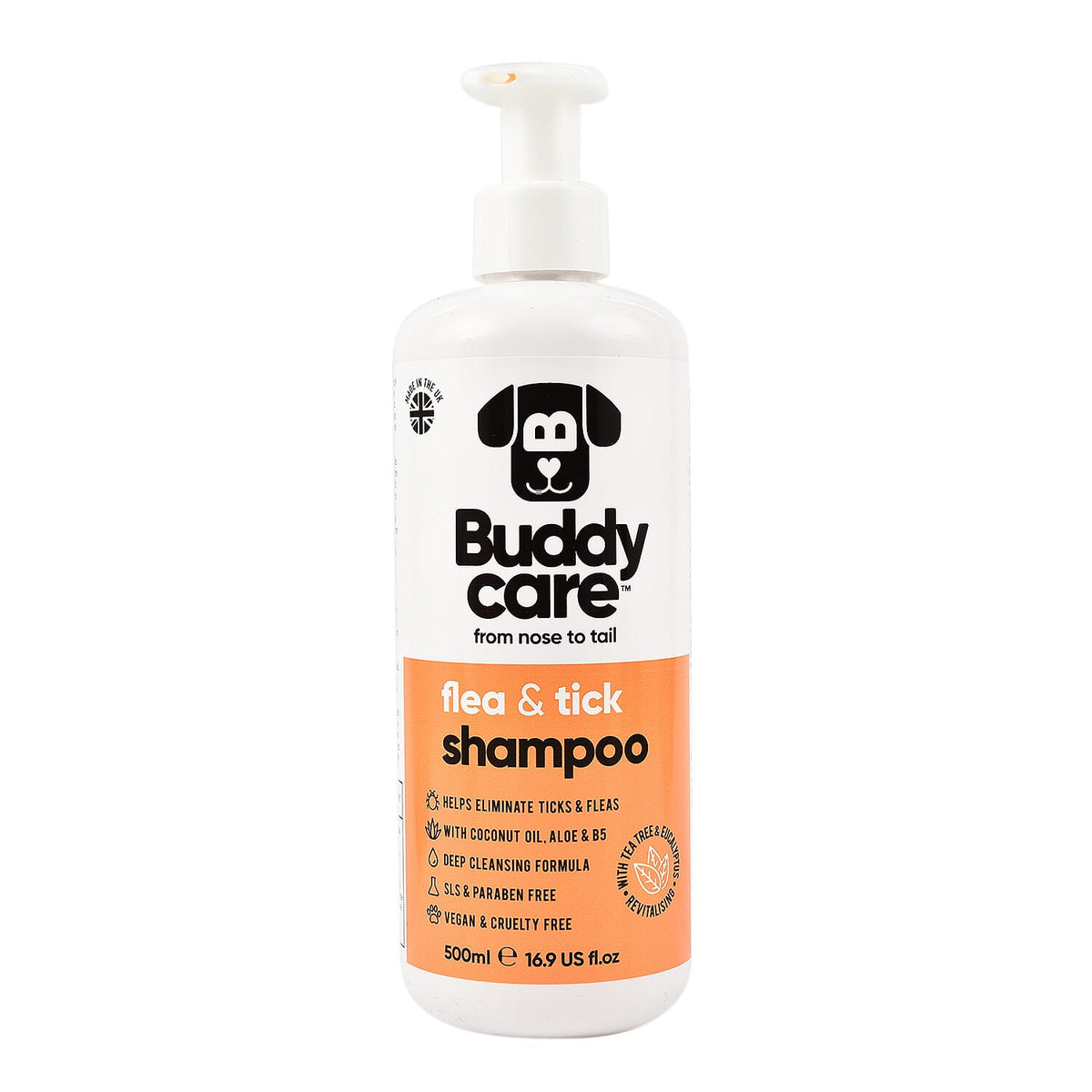 Buddy Care Flea &amp; Tick Dog Shampoo with Tea Tree &amp; Eucalyptus 500ml 7751334 0