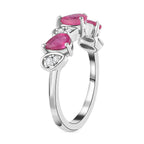 African Ruby & Natural Zircon Ring in Platinum Overlay Sterling Silver