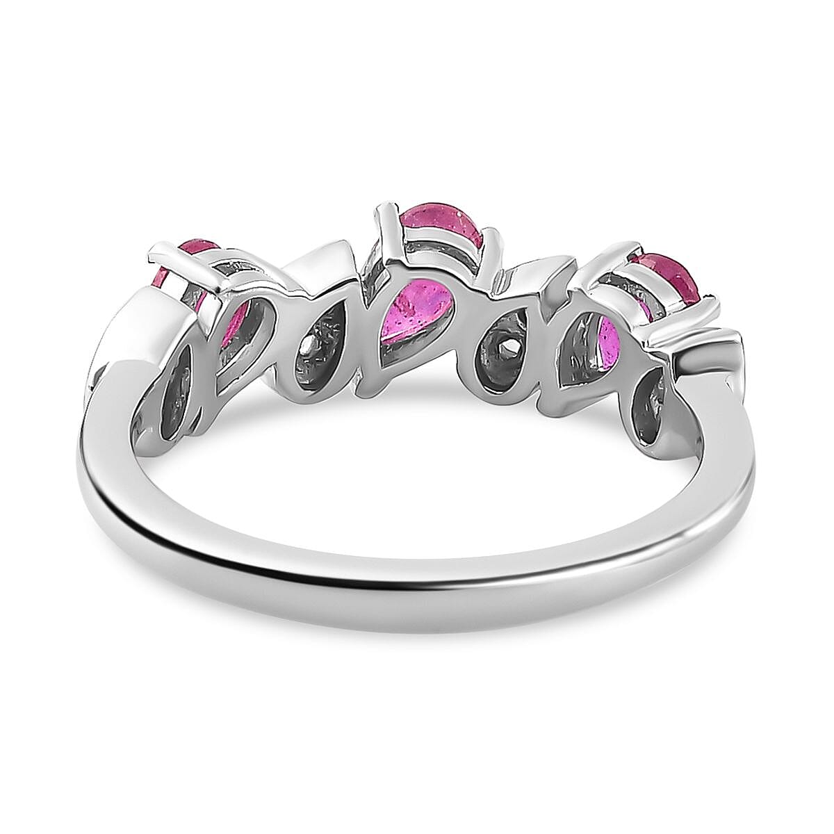 African Ruby &amp; Natural Zircon Ring in Platinum Overlay Sterling Silver 7752772 4