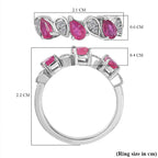 African Ruby & Natural Zircon Ring in Platinum Overlay Sterling Silver