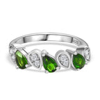 Natural Chrome Diopside & Natural Zircon Ring in Platinum Overlay Sterling Silver