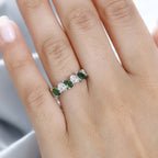 Natural Chrome Diopside & Natural Zircon Ring in Platinum Overlay Sterling Silver
