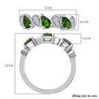 Natural Chrome Diopside & Natural Zircon Ring in Platinum Overlay Sterling Silver
