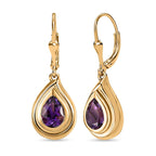Moroccan Amethyst Solitaire Stud Earrings in 18K Yellow Gold Vermeil Plated 2.20 Ct.