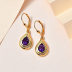 Moroccan Amethyst Solitaire Stud Earrings in 18K Yellow Gold Vermeil Plated 2.20 Ct.