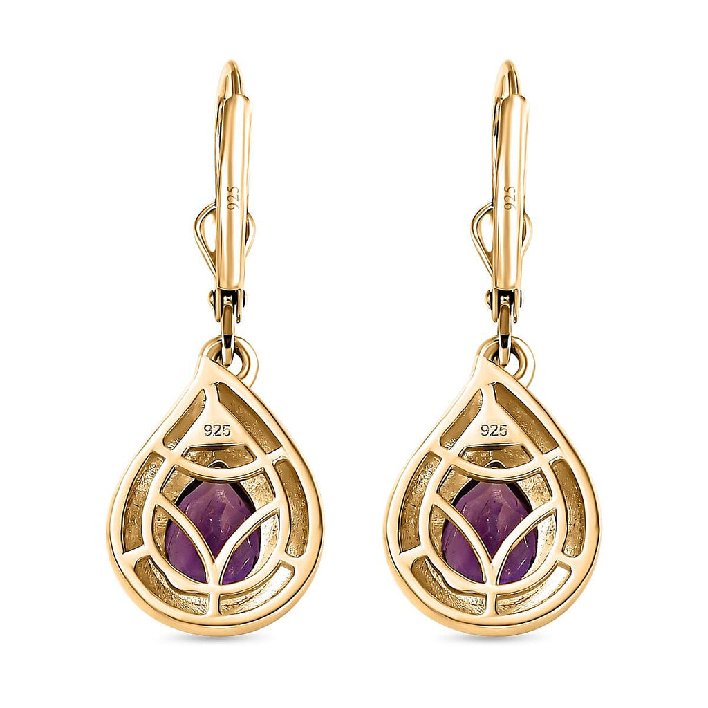 Moroccan Amethyst Solitaire Stud Earrings in 18K Yellow Gold Vermeil Plated 2.20 Ct.