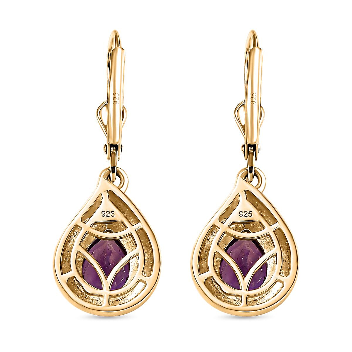 Moroccan Amethyst Solitaire Stud Earrings in 18K Yellow Gold Vermeil Plated 2.20 Ct. 7753606 3