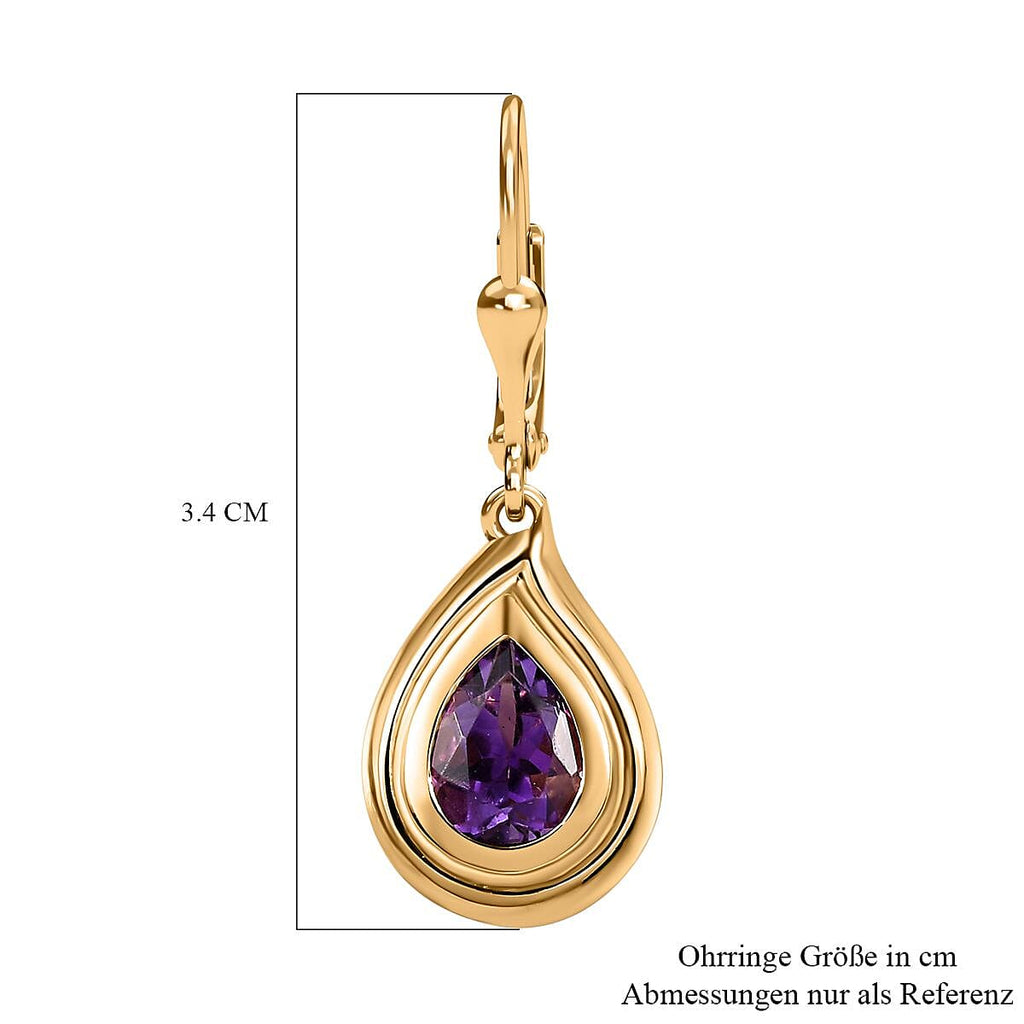 Moroccan Amethyst Solitaire Stud Earrings in 18K Yellow Gold Vermeil Plated 2.20 Ct.