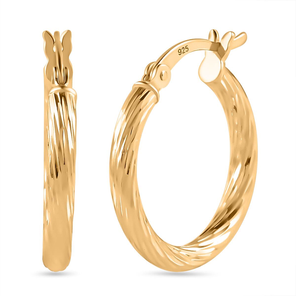 Italian Close Out Deal - Yellow Gold Overlay Sterling Silver Twist Hoop Earrings 7757450 0