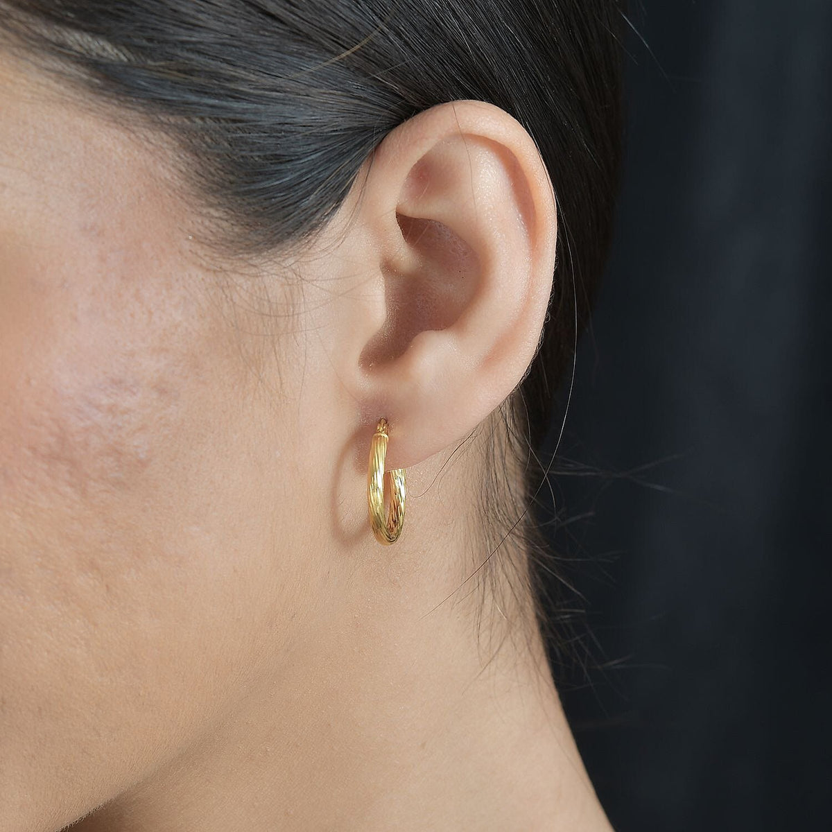 Italian Close Out Deal - Yellow Gold Overlay Sterling Silver Twist Hoop Earrings 7757450 3