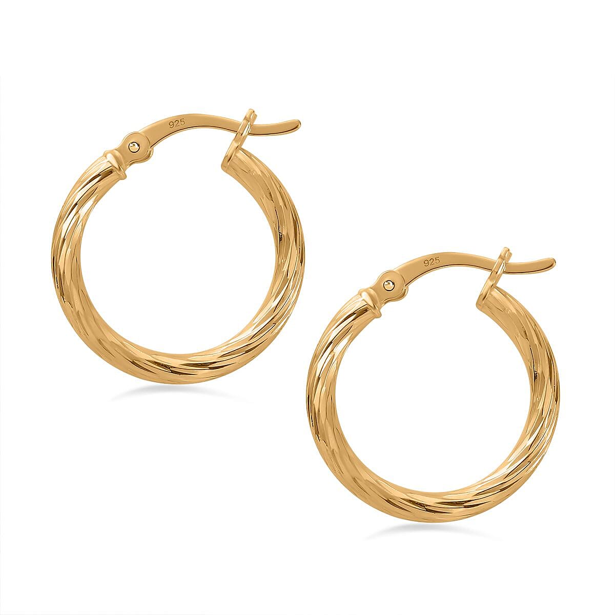 Italian Close Out Deal - Yellow Gold Overlay Sterling Silver Twist Hoop Earrings 7757450 4