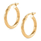 Italian Close Out Deal - Yellow Gold Overlay Sterling Silver Twist Hoop Earrings