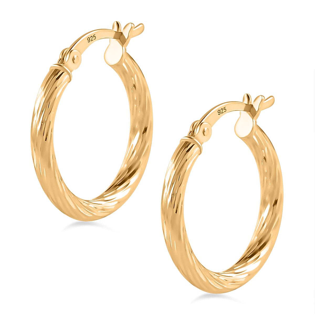 Italian Close Out Deal - Yellow Gold Overlay Sterling Silver Twist Hoop Earrings 7757450 5
