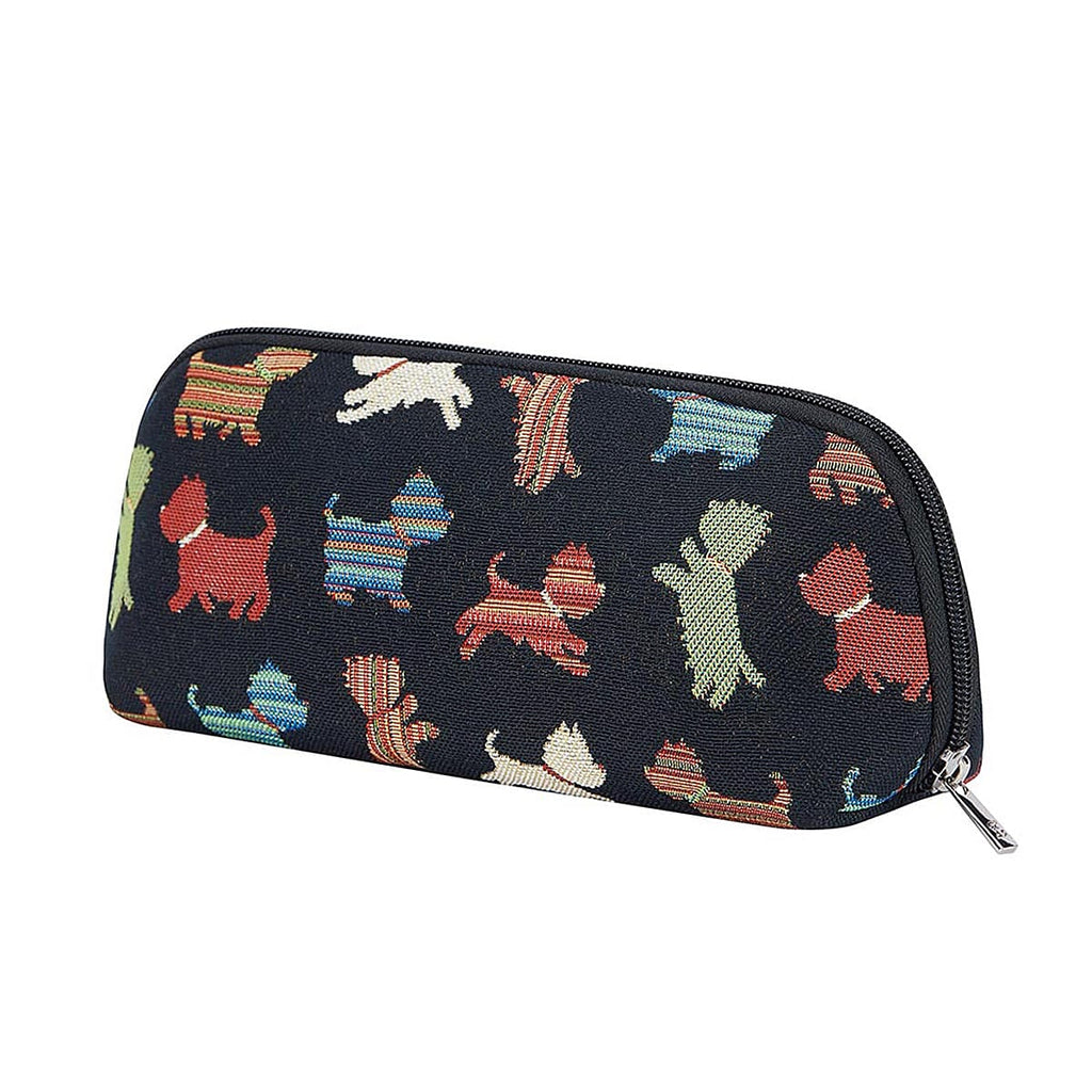 Signare Tapestry Fabric Cosmetic and Toiletry Bag (Size 11x22x12 cm) - Black