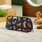 Signare Tapestry Fabric Cosmetic and Toiletry Bag (Size 11x22x12 cm) - Black