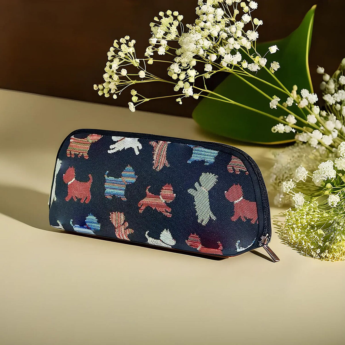 Signare Tapestry Fabric Makeup and Brush Bag - Playful Puppy 7759269 2