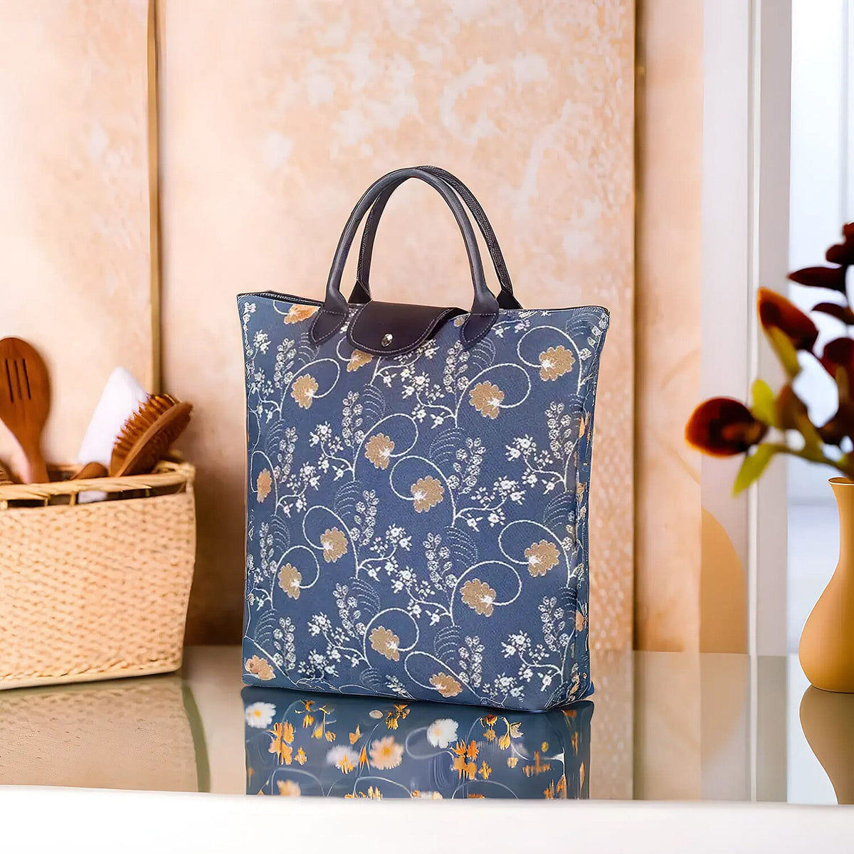 Signare Tapestry Folding Shopping Bag â€“ Austen Blue - Blue 7759282 1