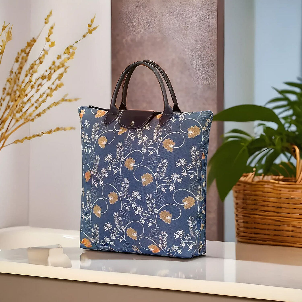 Signare Tapestry Folding Shopping Bag â€“ Austen Blue - Blue 7759282 2