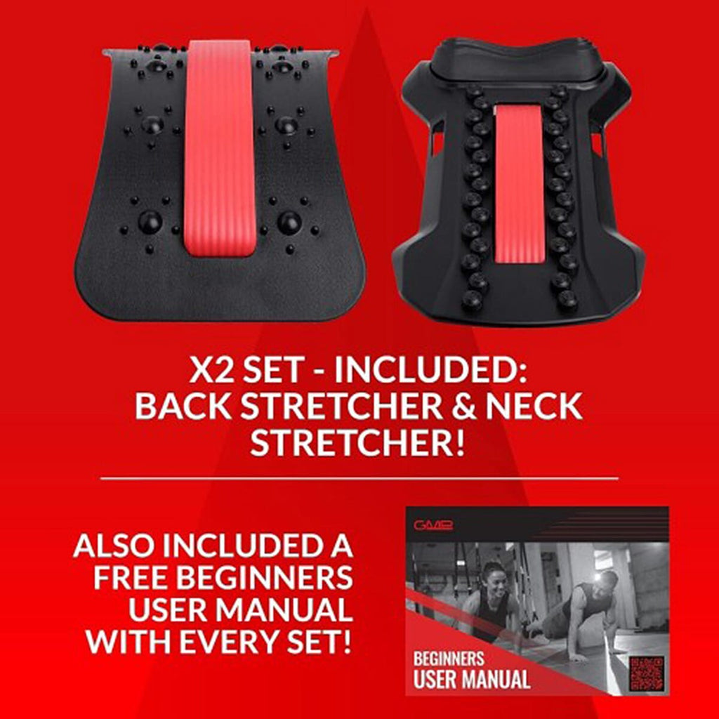 GMP SPORTS 2-in-1 Back - Neck Stretcher Posture Corrector Massager Lumbar Support Pain Tension