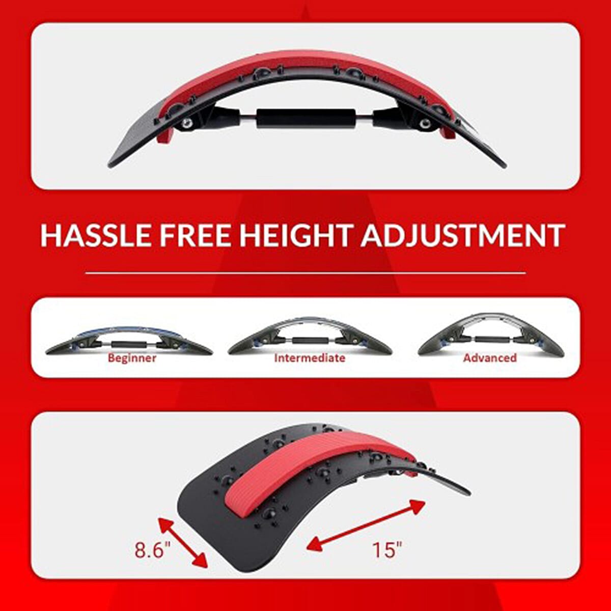 GMP SPORTS 2-in-1 Back - Neck Stretcher Posture Corrector Massager Lumbar Support Pain Tension 7761451 3