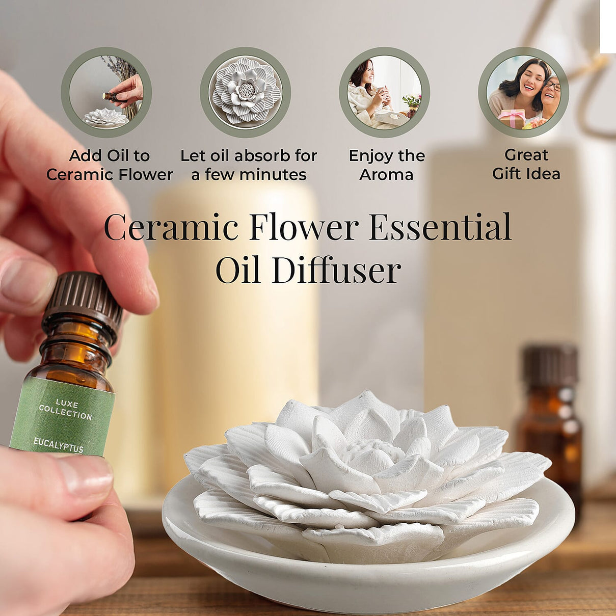 Ceramic Flower with Essential Oil Diffuser 7762530 3