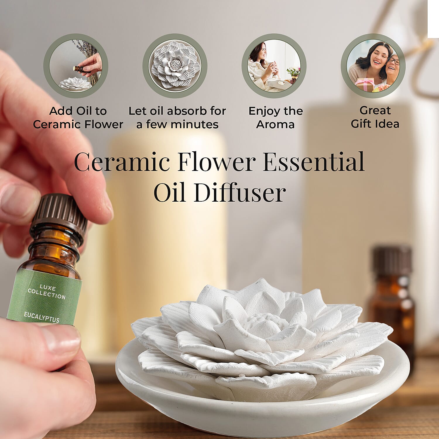 Ceramic Flower with Essential Oil Diffuser 7762530 3